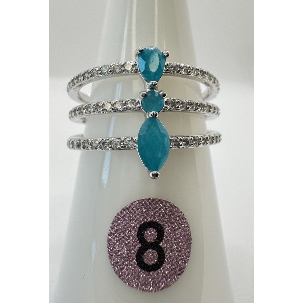 Ring Bomb Party The Moment Is Now Amazonite Ring RBP7466 Size 8 Rhodium Plated